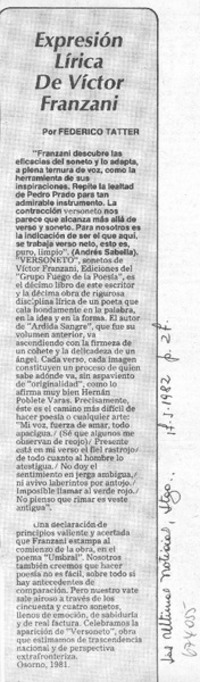 Expresión lírica de Víctor Franzani