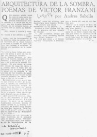 Arquitectura de la sombra, poemas de Víctor Franzani