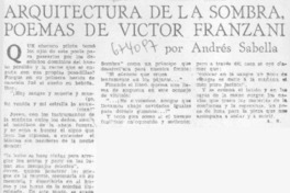Arquitectura de la sombra, poemas de Víctor Franzani