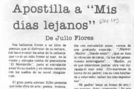 Apostilla a "Mis días lejanos"
