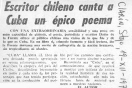 Escritor chileno canta a Cuba un épico poema.