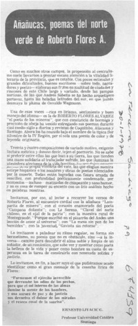 Añañucas, poemas del norte verde de Roberto Flores A.