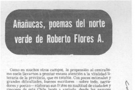 Añañucas, poemas del norte verde de Roberto Flores A.