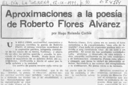 Aproximaciones a la poesía de Roberto Flores Alvarez