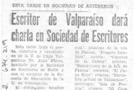 Escritor de Valparaíso dará charla en Sociedad de escritores.