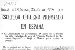 Escritor chileno premiado en España.