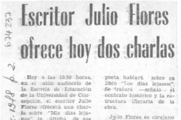 Escritor Julio Flores ofrece hoy dos charlas.
