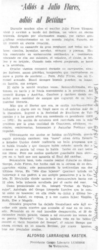 Adiós a Julio Flores, adiós al Bettina