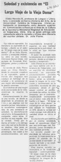 Soledad y existencia en "El largo viaje de la vieja dama".