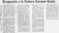 Respuesta a la señora Carmen Gaete