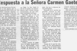 Respuesta a la señora Carmen Gaete