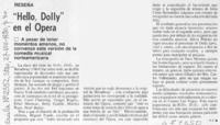 "Hello Dolly" en la ópera