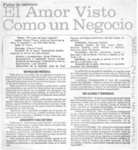 El Amor visto como un negocio.
