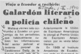 Galardón literario a policía chileno.