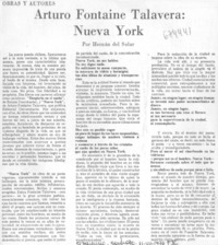 Arturo Fontaine Talavera, Nueva York
