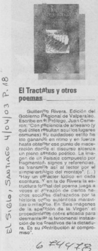 El Tractatus y otros poemas.