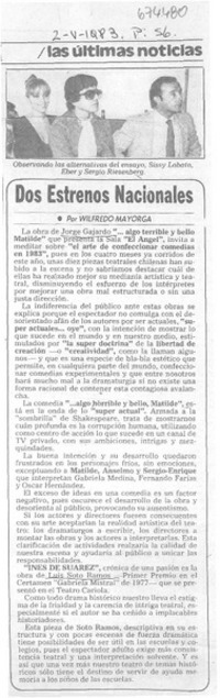 Dos estrenos nacionales