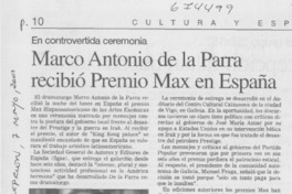Marco Antonio de la Parra recibió Premio Max en España.