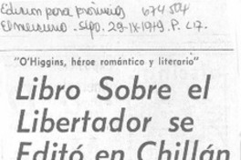 Libro sobre el libertador se editó en Chillán :