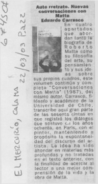 Auto rretrato: nuevas conversaciones con Matta.