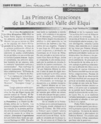 Las primeras creaciones de la Maestra del Valle del Elqui