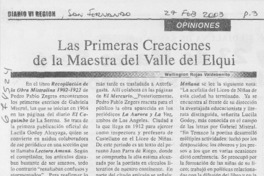 Las primeras creaciones de la Maestra del Valle del Elqui