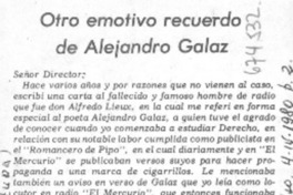 Otro emotivo recuerdo de Alejandro Galaz