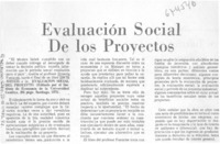 Evaluación social de los proyecto