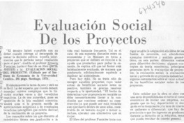 Evaluación social de los proyecto