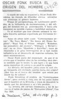 Oscar Fonck busca el origen del hombre