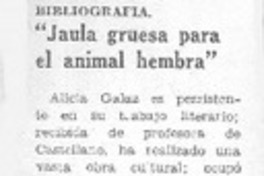 "Jaula gruesa para el animal hembra"