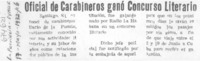 Oficial de carabineros ganó concurso literario.