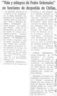 Vida y milagros de Pedro Urdemales" en funciones de despedida de Chillán.