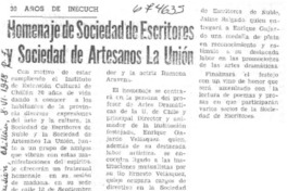 Homenaje de Sociedad de Escritores y Sociedad de Artesanos La Unión.