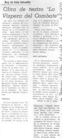 Obra de teatro "La víspera del combate".