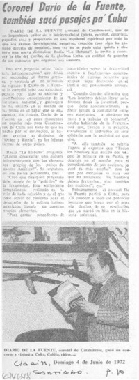 Coronel Darío de la Fuente también sacó pasajes pa' Cuba.