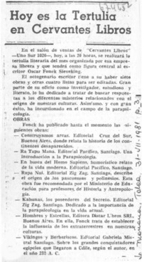 Hoy es la tertulia en Cervantes Libros.