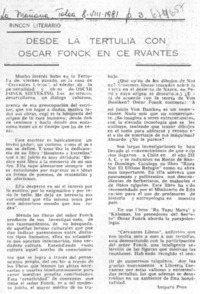 Desde la tertulia con Oscar Fonck en Cervantes