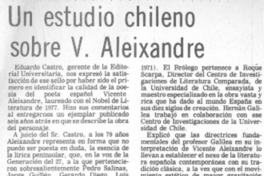 Un Estudio chileno sobre V. Aleixandre.