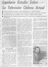 Lapidario estudio sobre la televisión chilena actual : [entrevista]