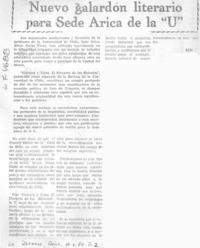 Nuevo galardón literario para Sede Arica de la "U".