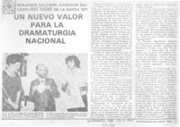 Un Nuevo valor para la dramatugia nacional.