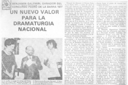 Un Nuevo valor para la dramatugia nacional.
