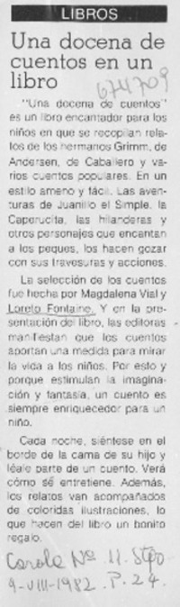Una docena de cuentos en un libro.