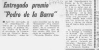 "Entregado premio "Pedro de la Barra".