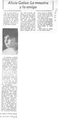 Alicia Galaz, la maestra y la amiga.