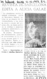 Revista de Barcelona edita a Alicia Galaz.