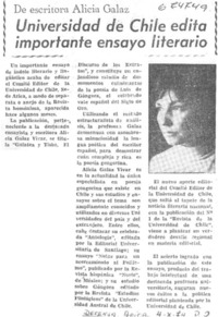Universidad de Chile edita importante ensayo literario.