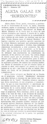 Alicia Galaz en "Horizontes"