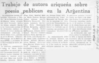 Trabajo de autora ariqueña sobre poesía publican en la Argentina.